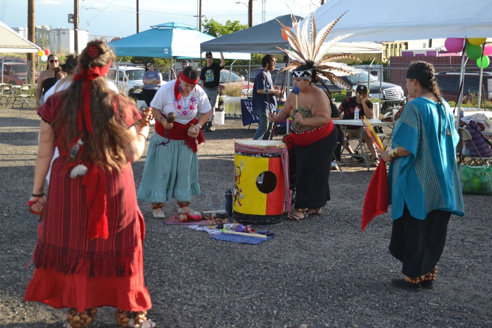 Aztec dancers performing at La Fresca Fest